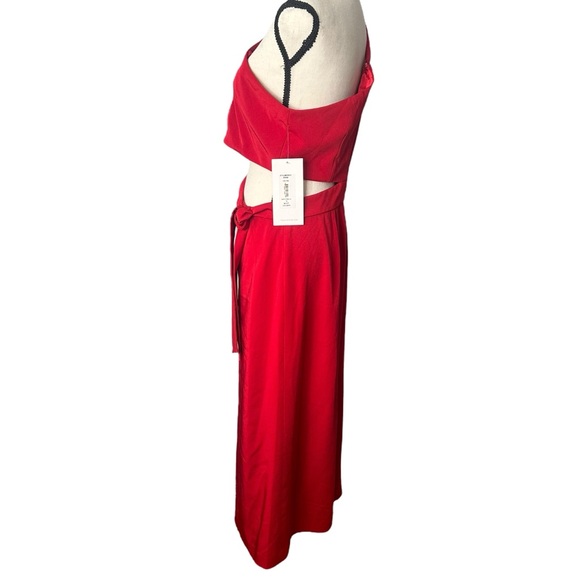 Love, Theia One-Shoulder Cropped Jersey Jumpsuit w/ Side Cutout Size 10 NEW - Picture 8 of 13